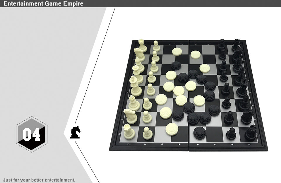 Magnetic Chess & Checkers Educational Game Board