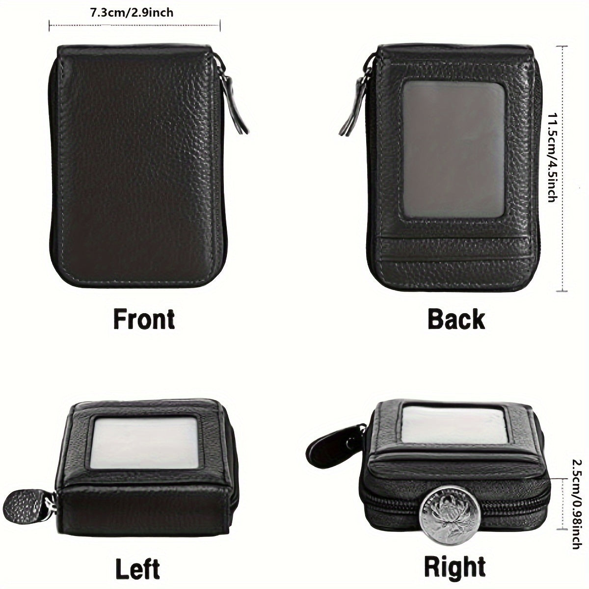 RFID Leather Wallet with Zipper for Men
