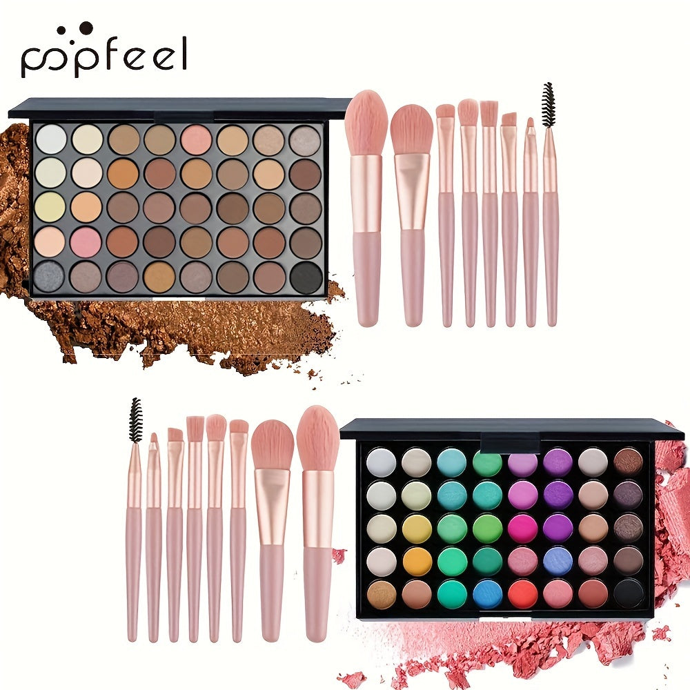 40-Color Eyeshadow & 8PC Brush Set for Women - Clickilix