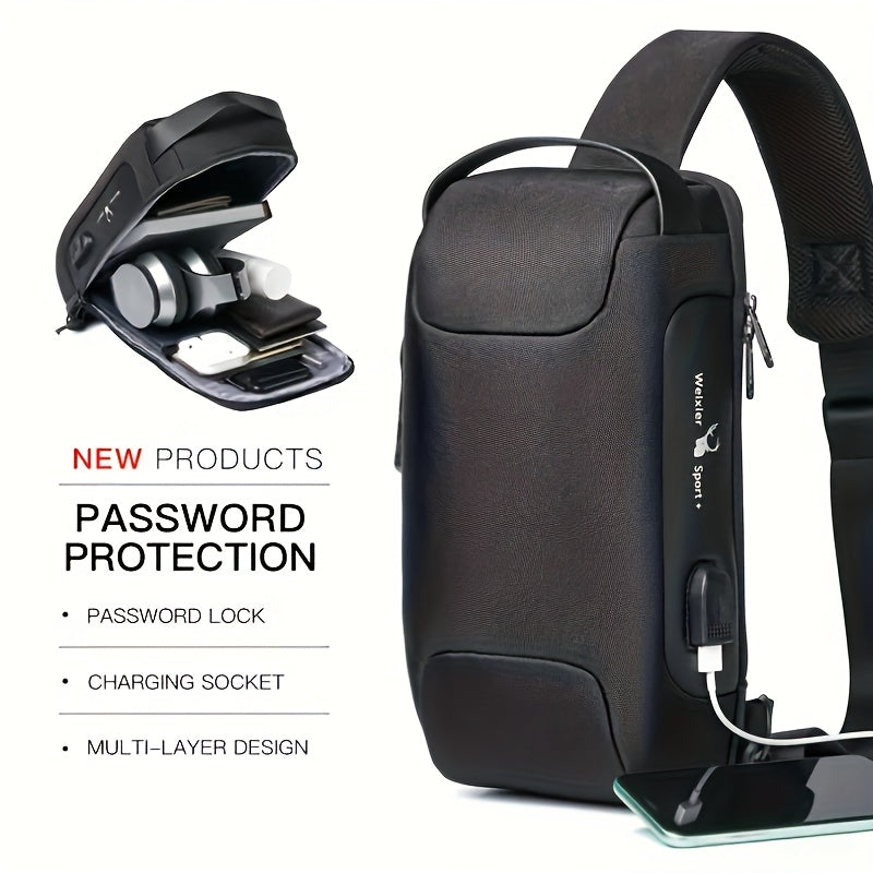 Men’s Waterproof Waist Bag with USB & Lock - Clickilix