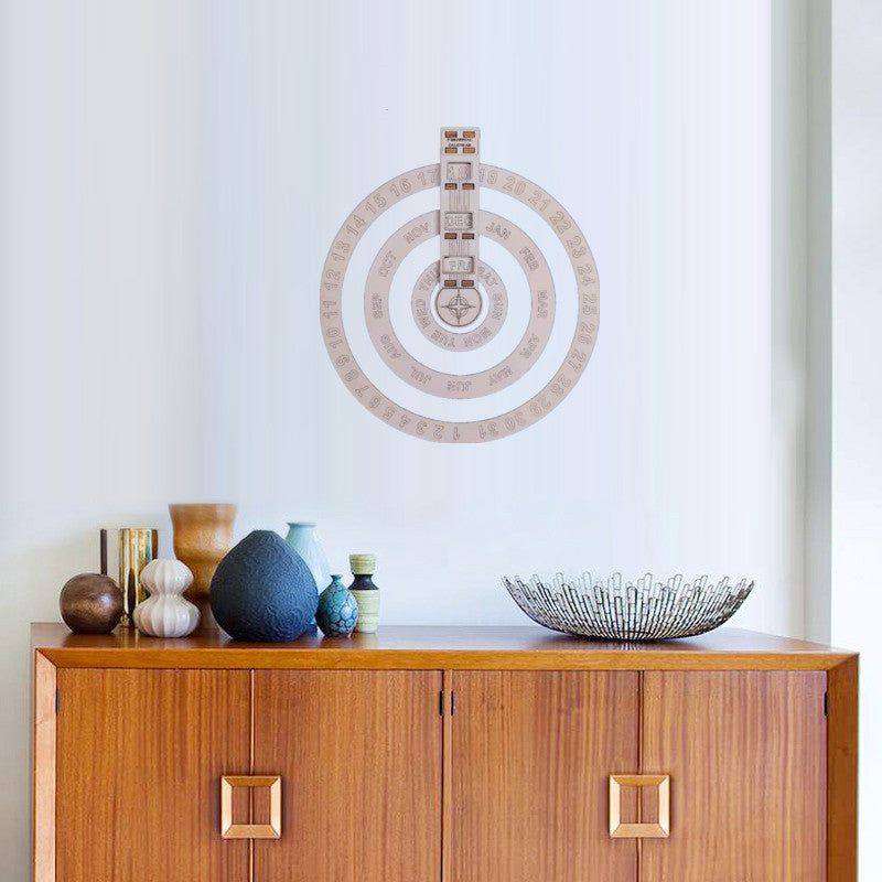 Wooden Round Rotating Wall Calendar Decoration