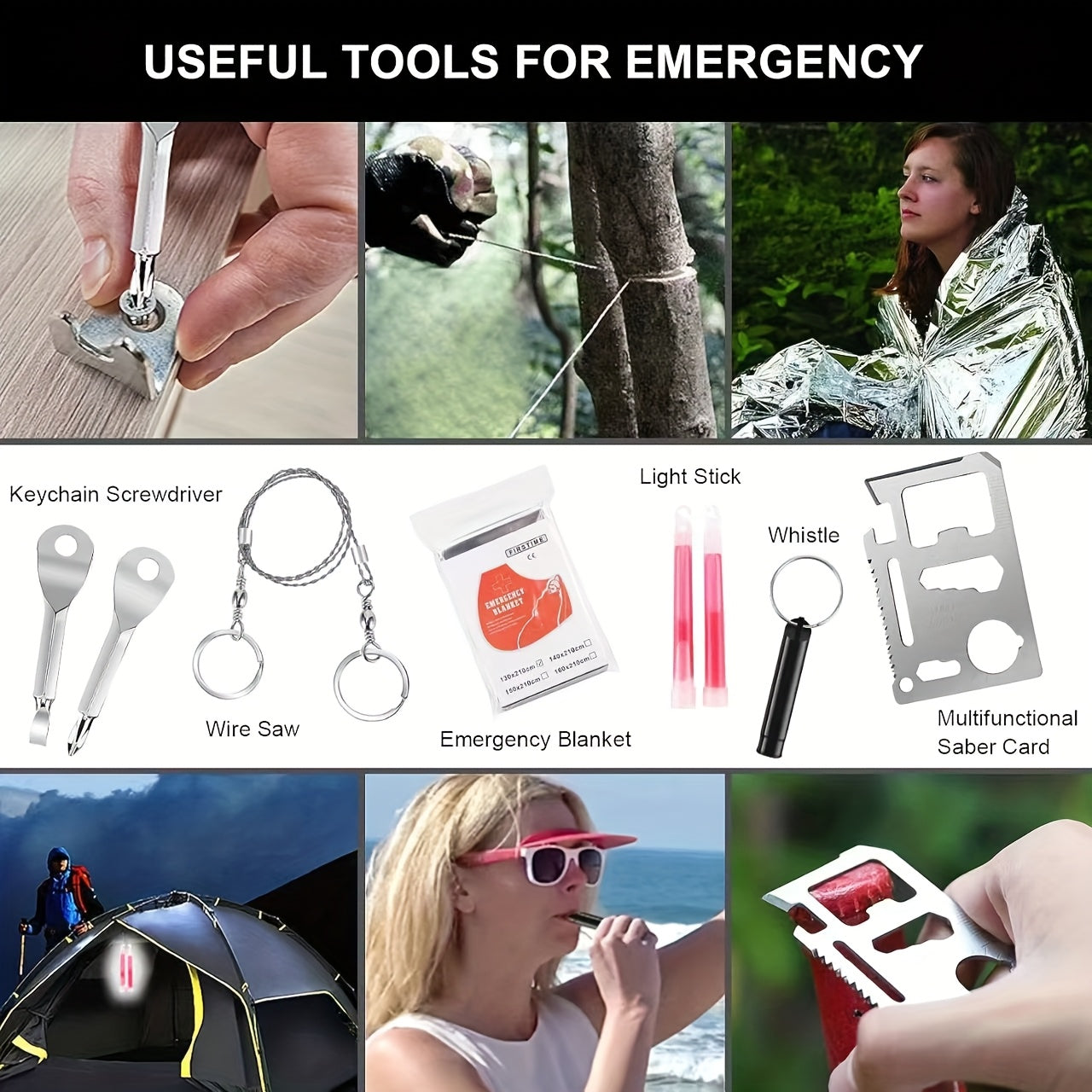 158pcs Survival Kit with 20 Insulation Blankets