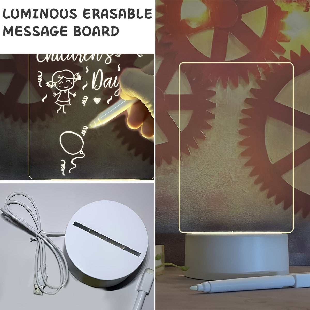 LED Message Night Light – USB Gift with Pen - Clickilix