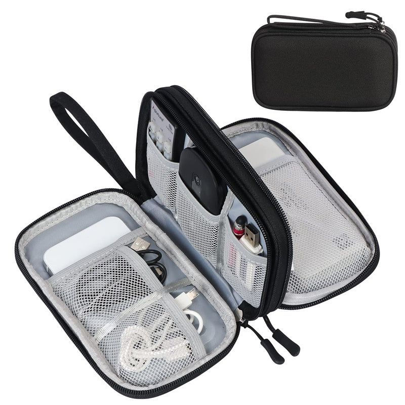 Waterproof Travel Cable Organizer Bag – Double Layer - Clickilix