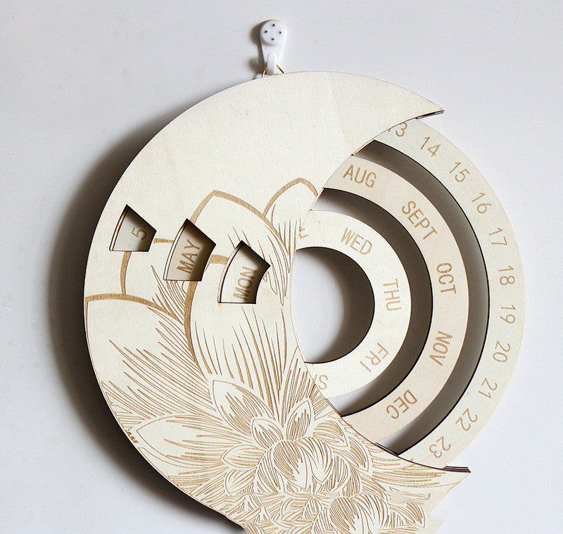 Custom Wooden Round Perpetual Wall Calendar