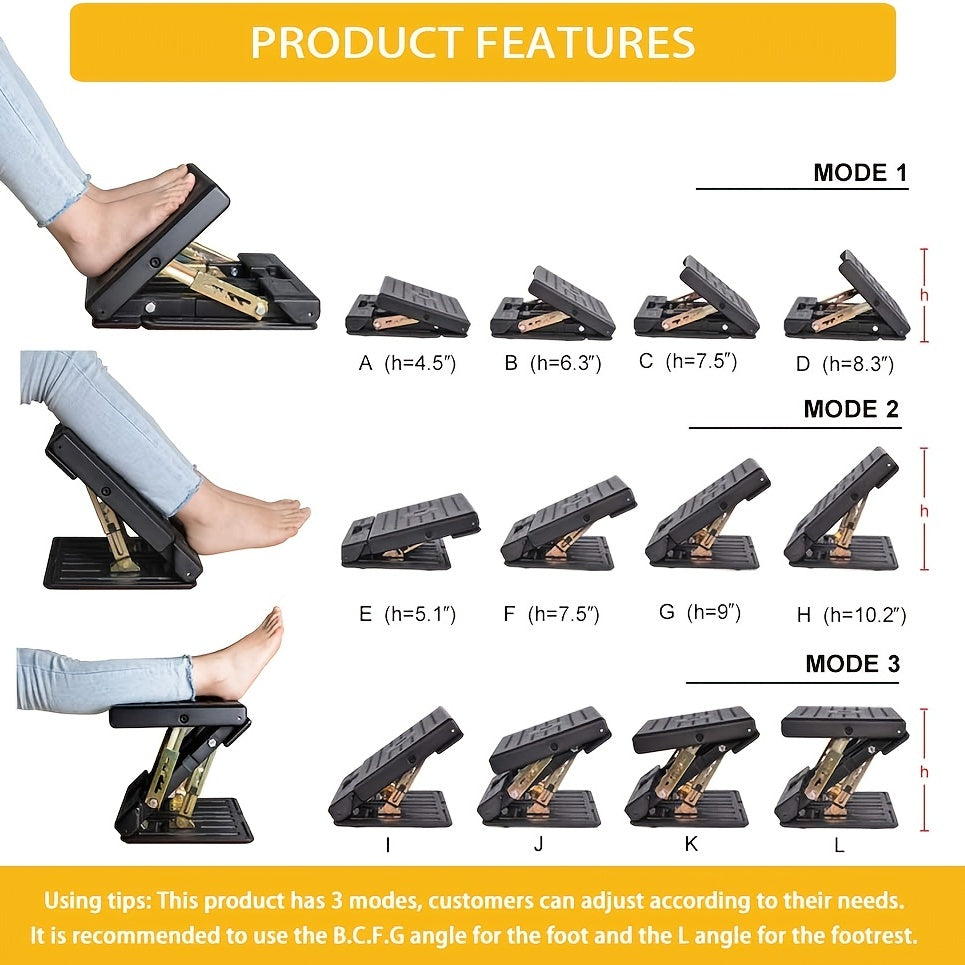 Ergonomic Adjustable Footrest for Office & Home