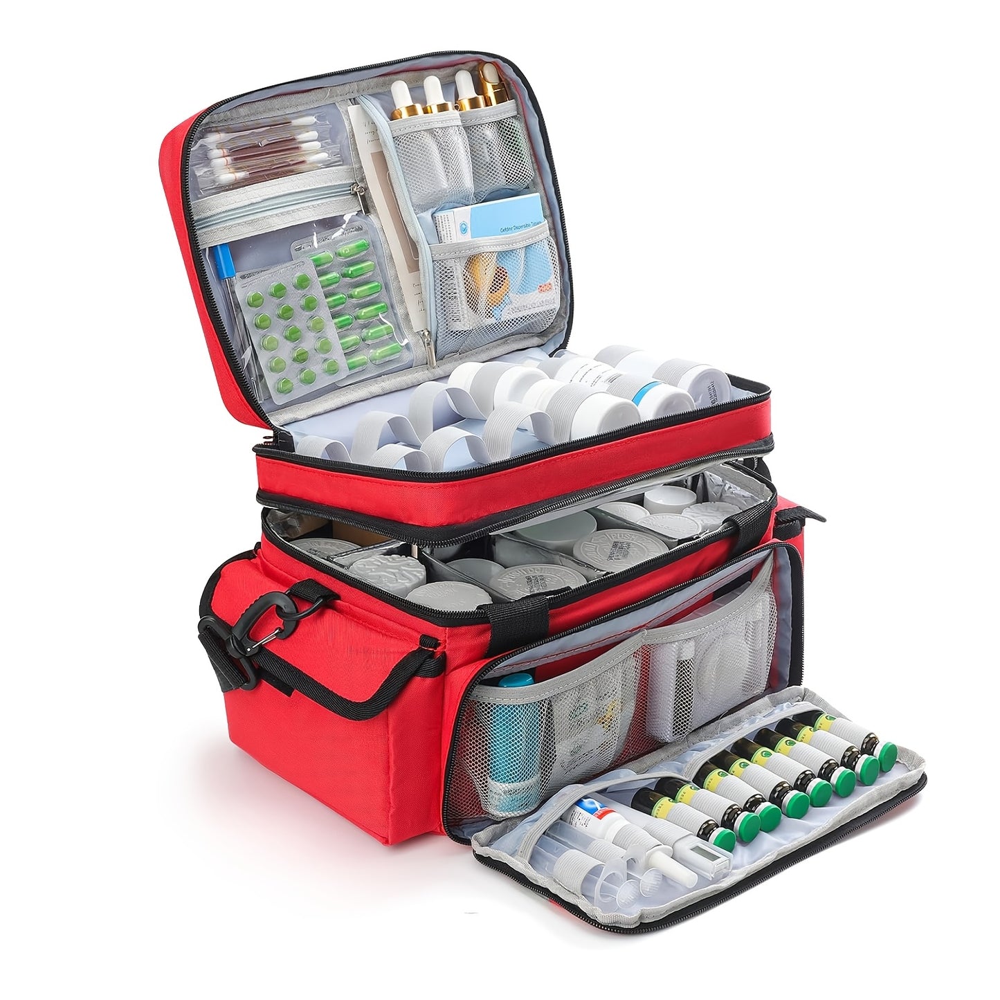 Portable Double-Layer Medicine Organizer Bag