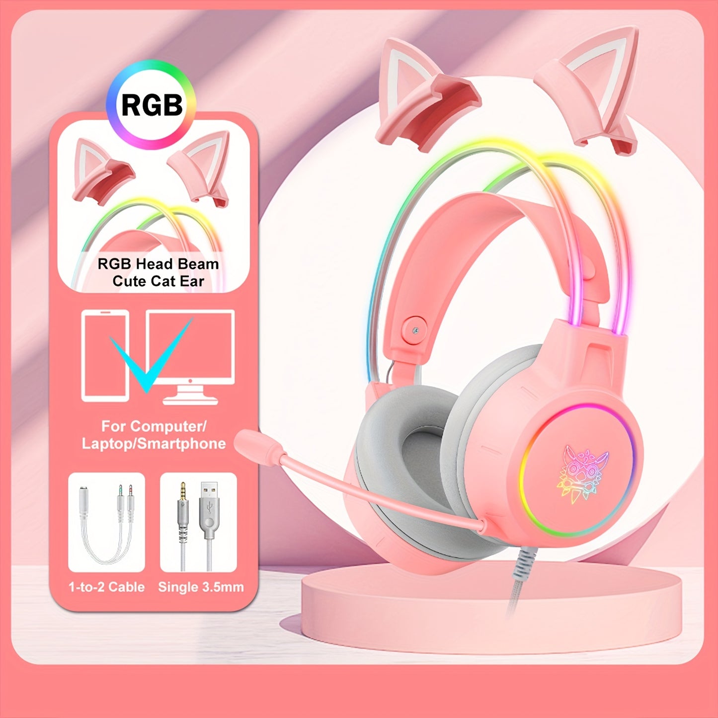 ONIKUMA X15Pro Cat Ear Gaming Headset