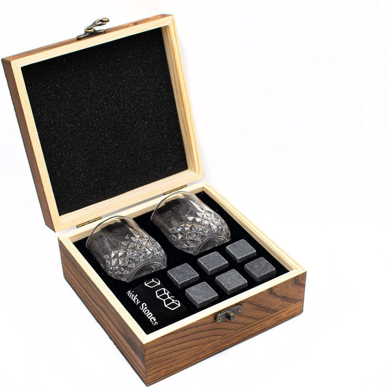 Whiskey Stones Gift Set with Wine Glasses