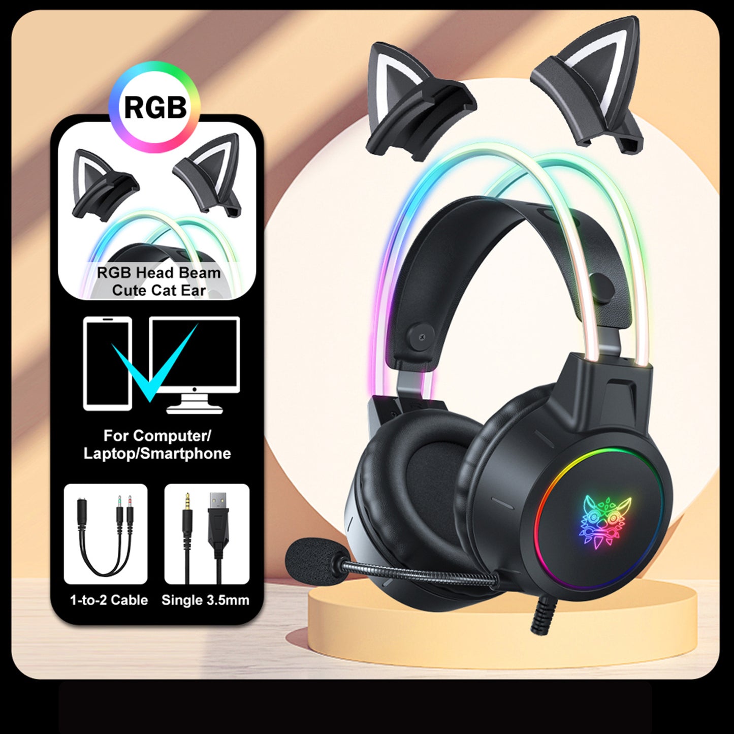 ONIKUMA X15Pro Cat Ear Gaming Headset