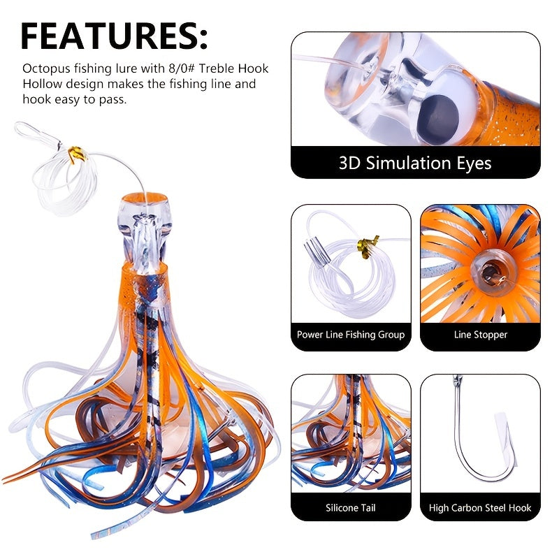 Resin Octopus Skirt Lure – 22cm Deep Sea Trolling Bait - Clickilix