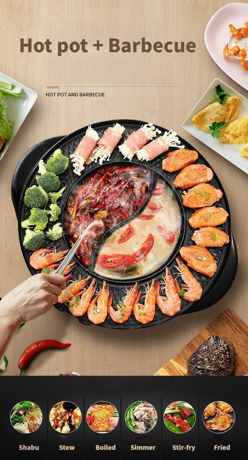 Electric Smokeless BBQ Grill & Hot Pot Duo
