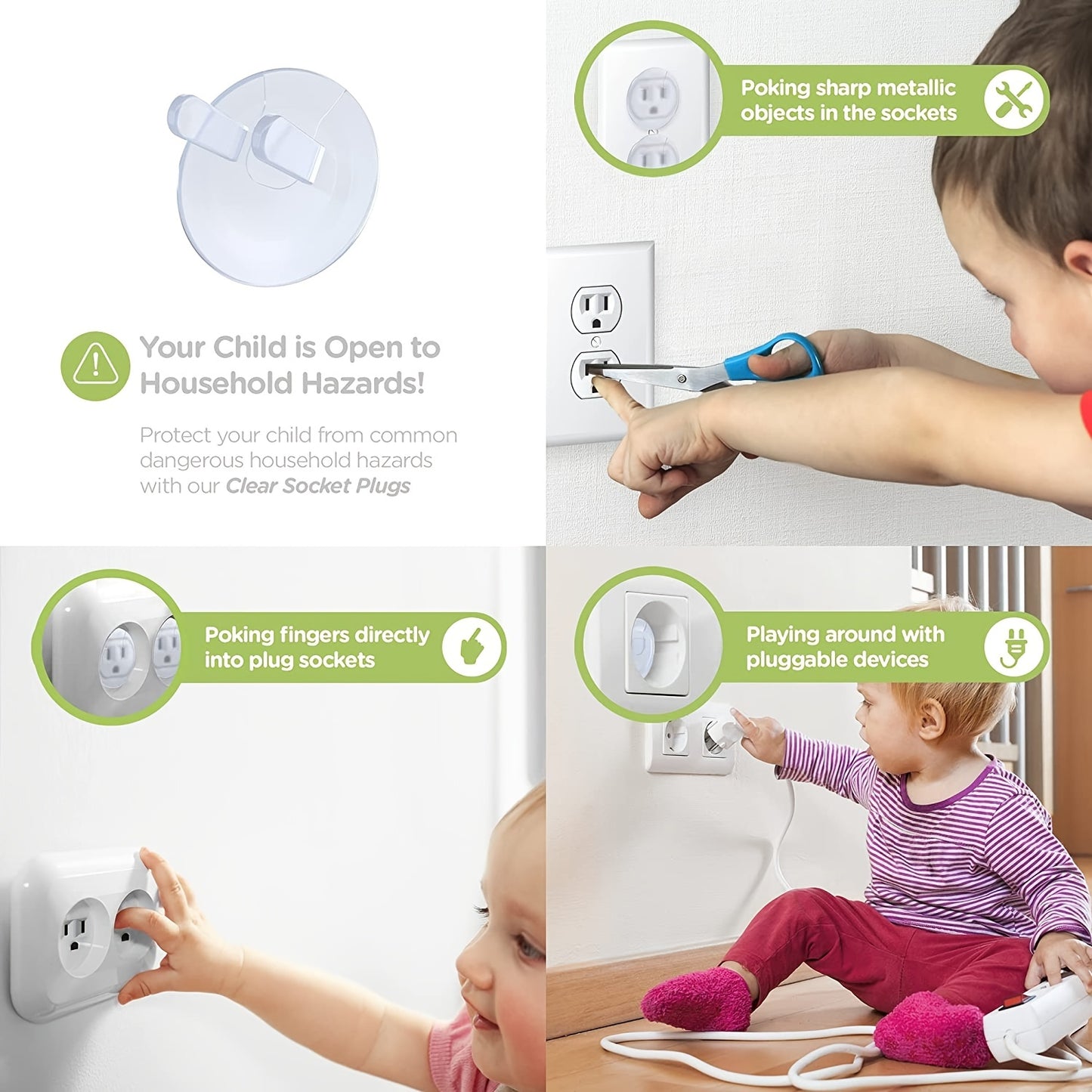 10pcs Baby-Proof Outlet Covers for Kids' Safety - Clickilix