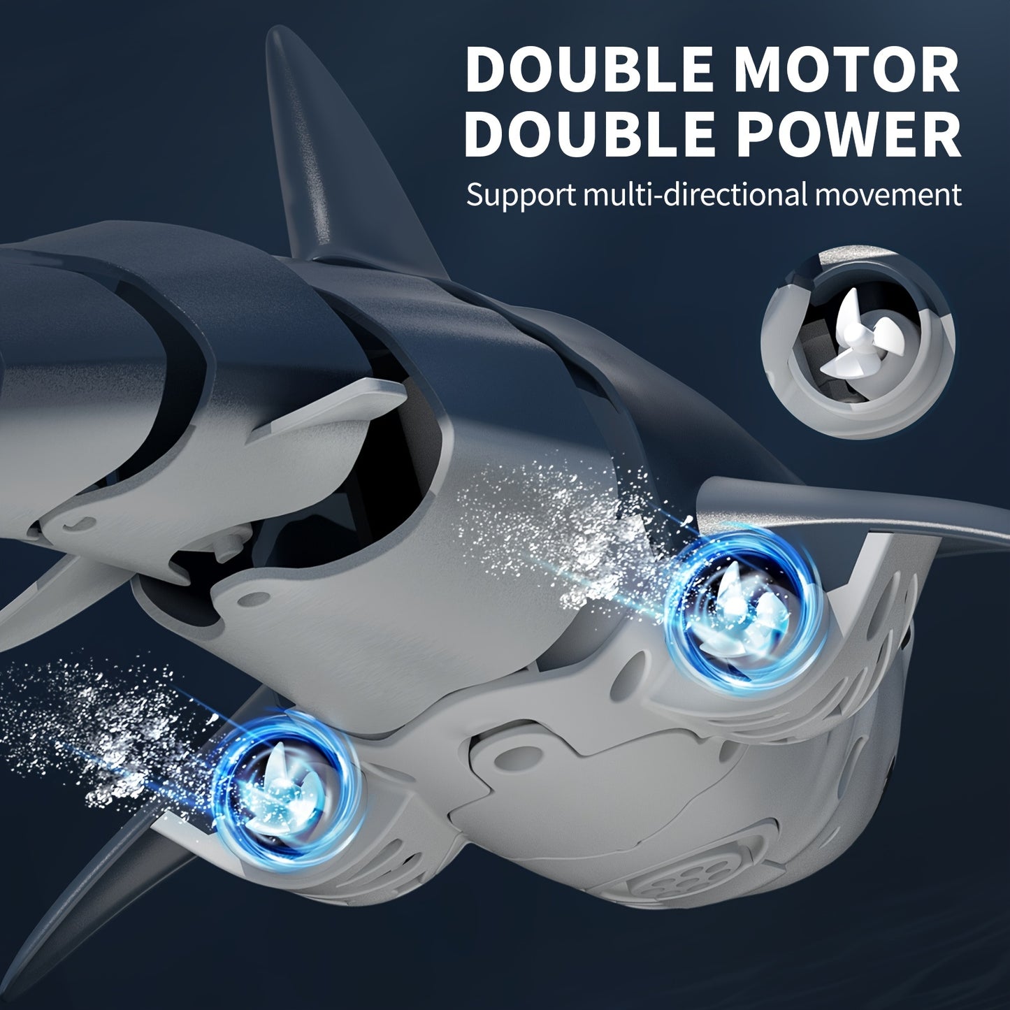 Remote Control Shark Toy with Spray & Light