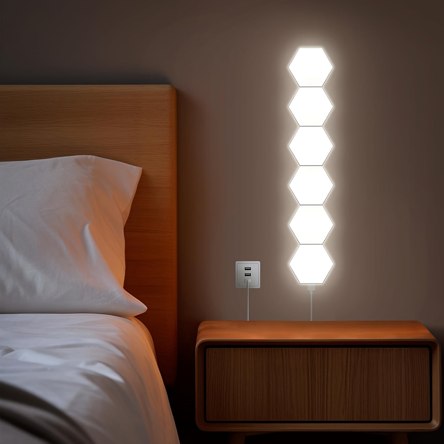 6-Pack Touch Control Hexagonal LED Wall Lights