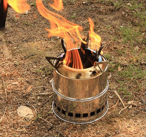 Mini Stainless Steel Camping Stove – Wood Burning