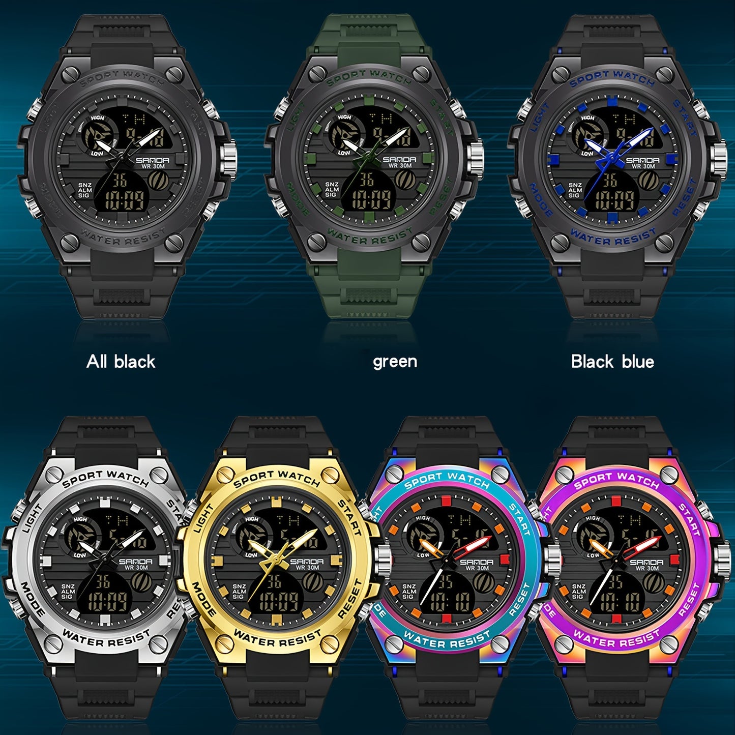 HOOSHU SportsMaster Men’s Outdoor Dual Watch - Clickilix