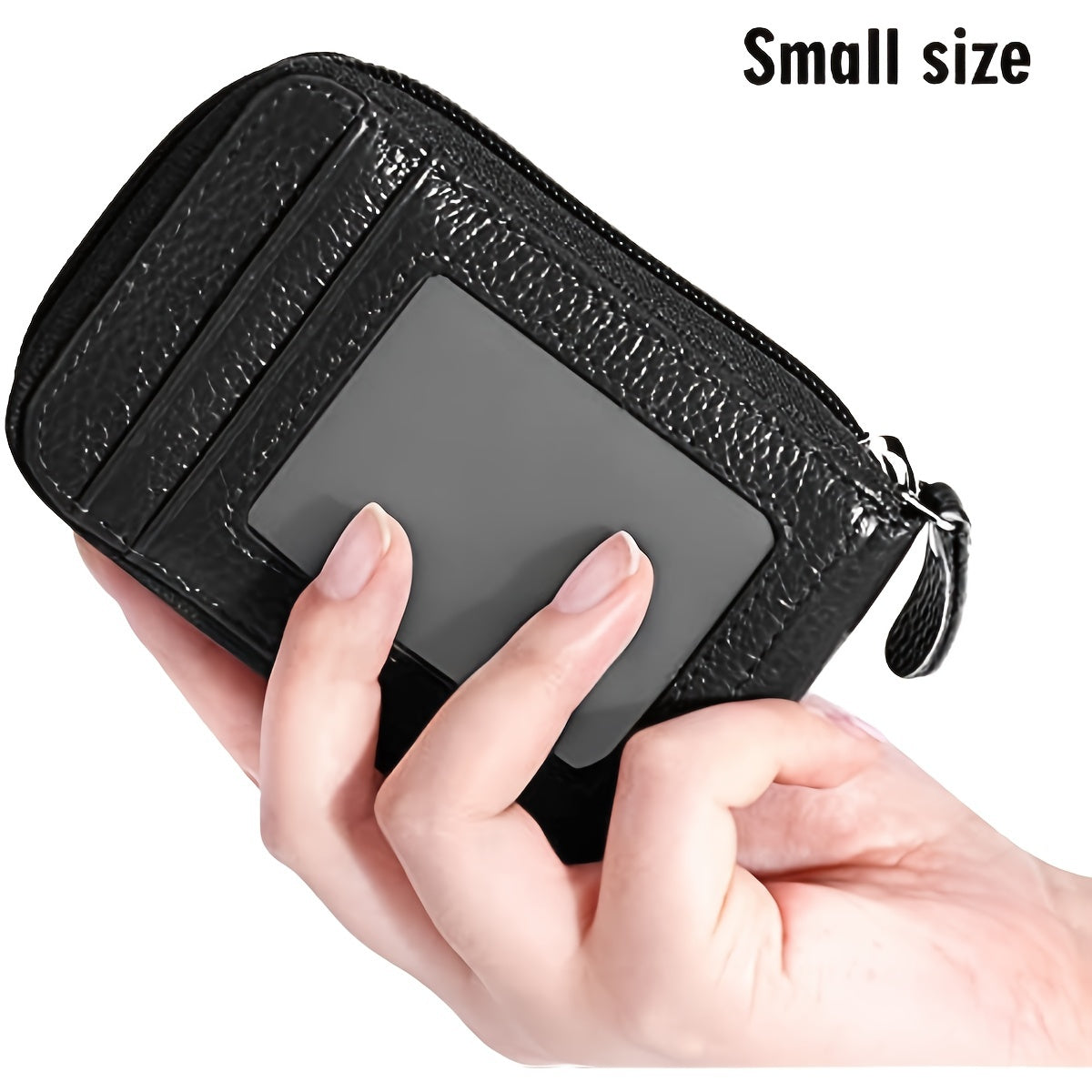 RFID Leather Wallet with Zipper for Men