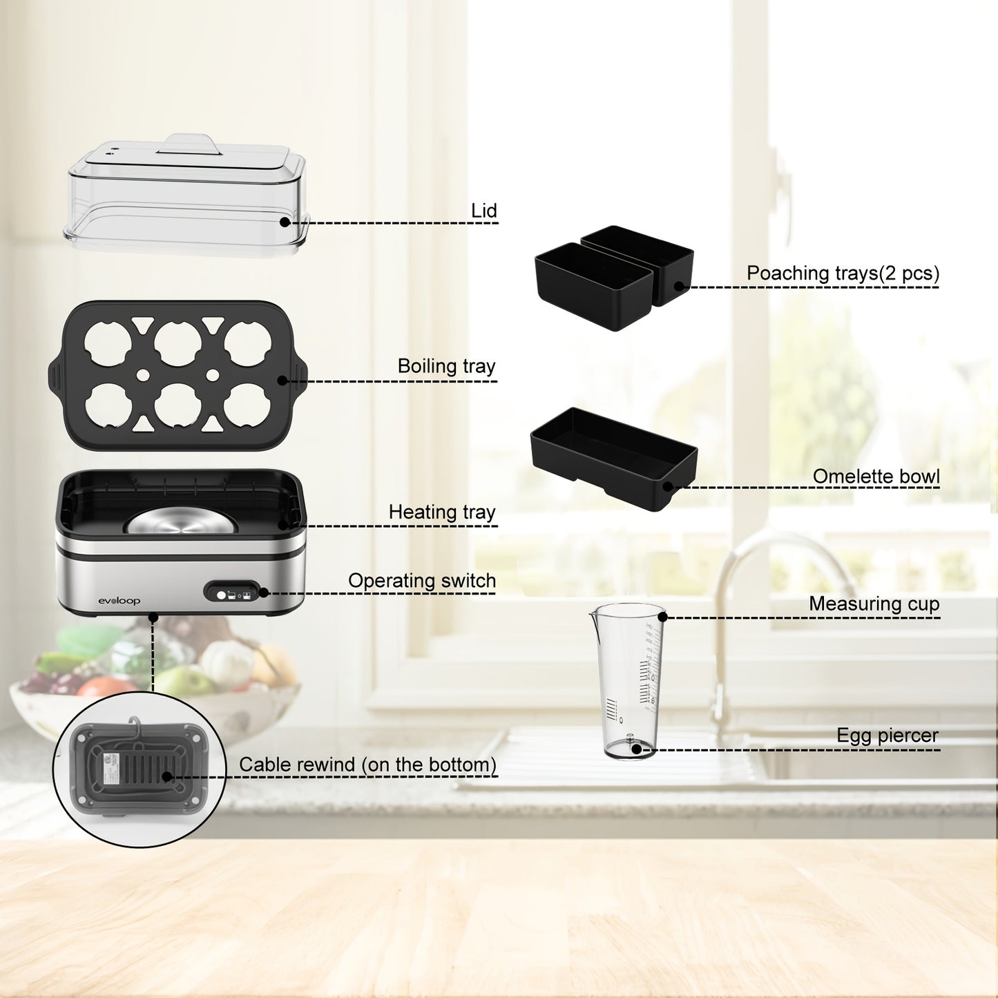 Evoloop Rapid Egg Cooker with Auto Shut Off