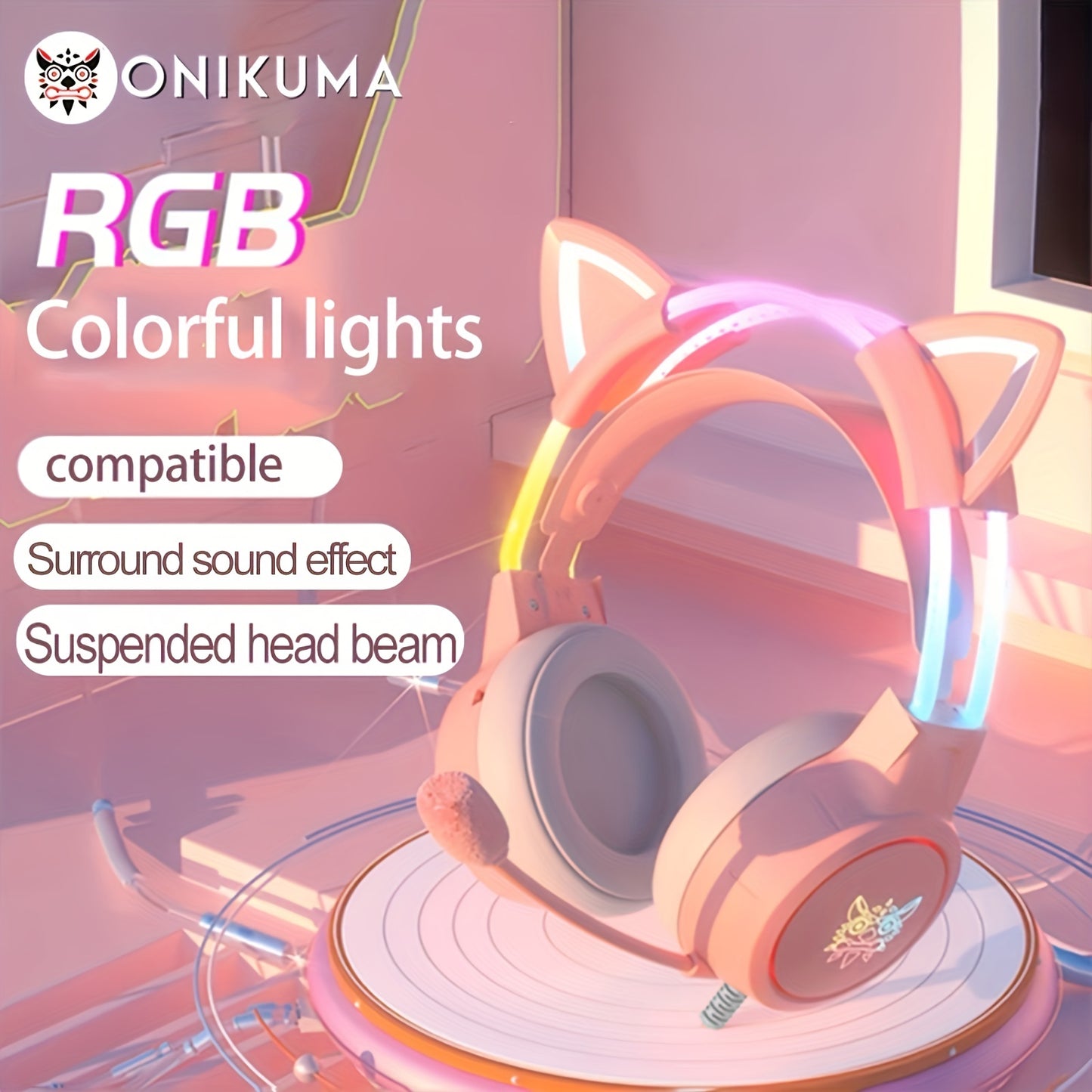 ONIKUMA X15Pro Cat Ear Gaming Headset