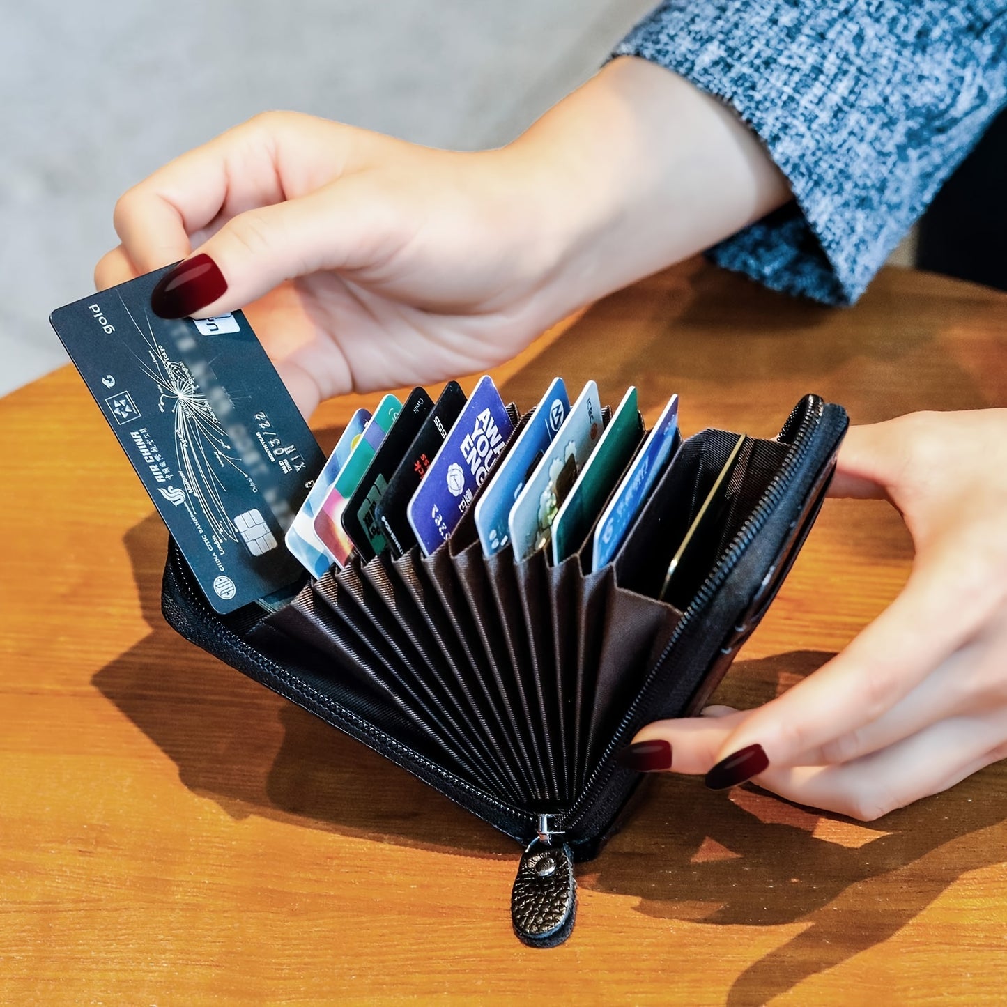RFID Leather Wallet with Zipper for Men