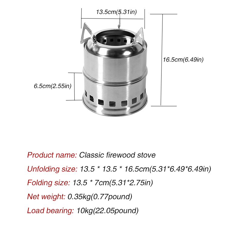 Mini Stainless Steel Camping Stove – Wood Burning