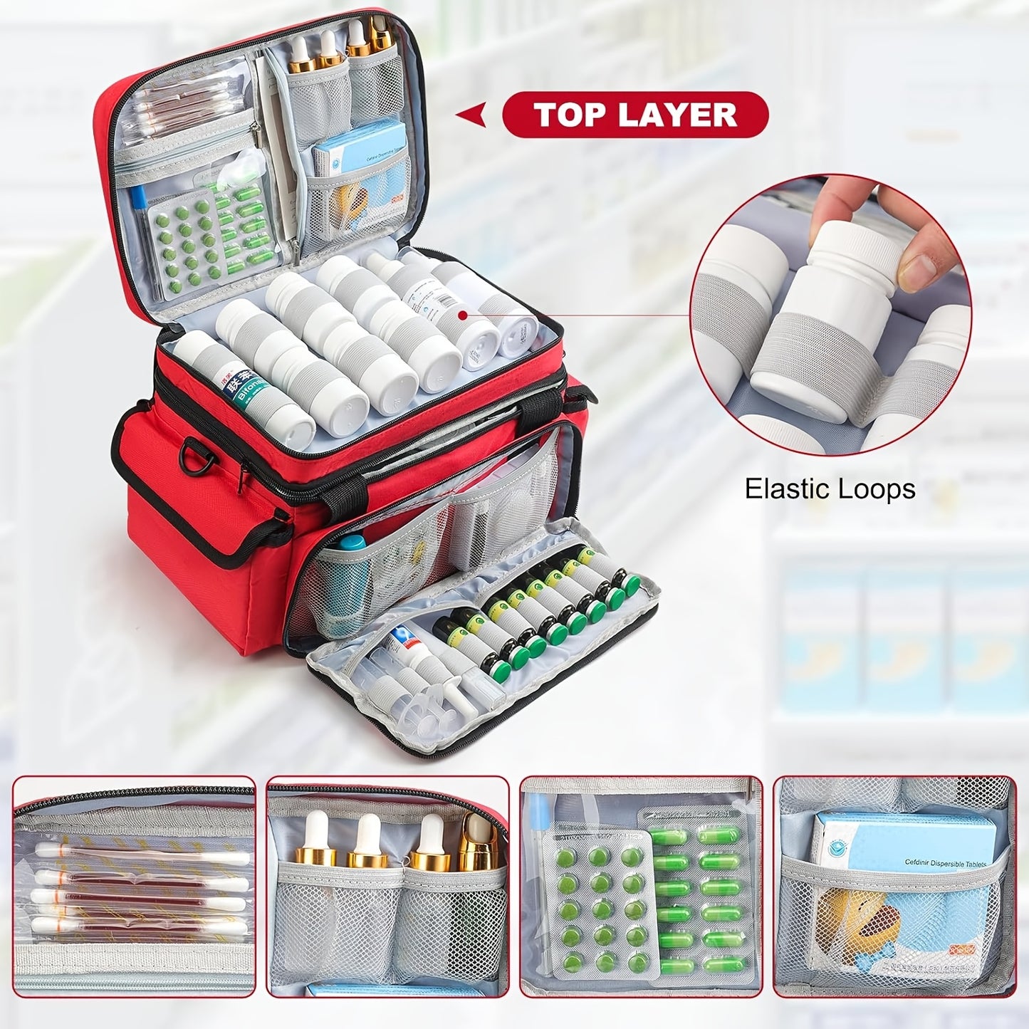 Portable Double-Layer Medicine Organizer Bag