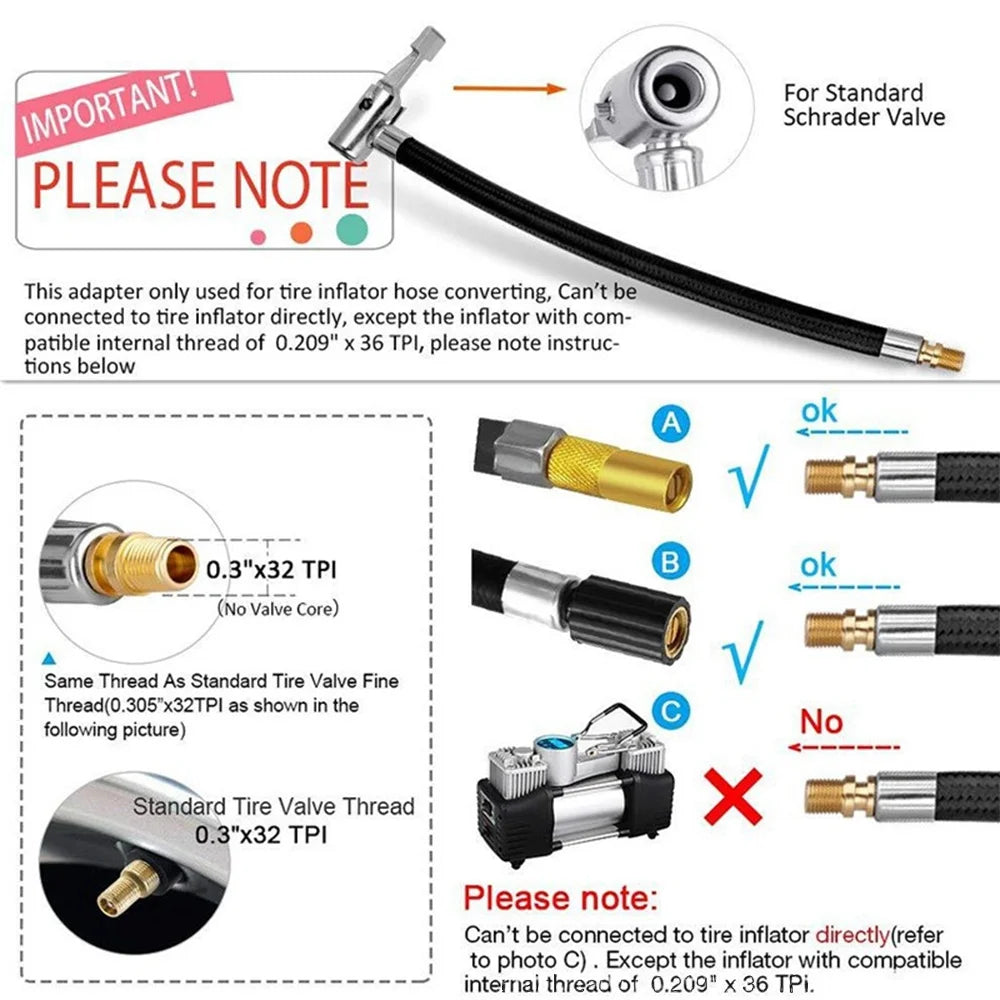 STONEGO Tire Inflator Hose – Lock, Pump & Go!