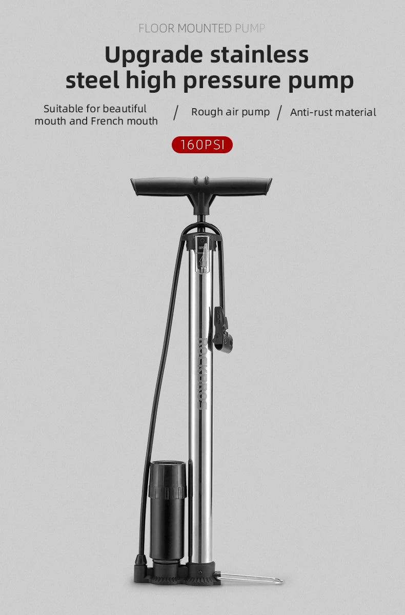 ROCKBROS High‑Pressure Floor Pump for MTB & Road
