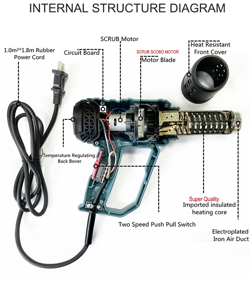 2000W Industrial Electric Hot Air Gun Digital