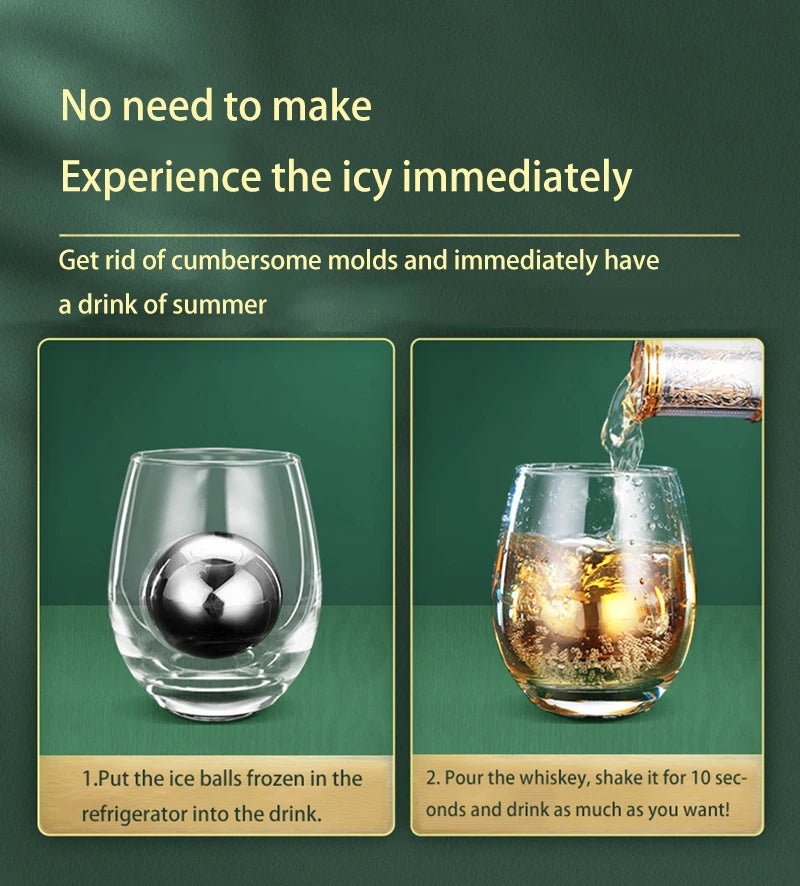 Stainless Steel Ice Balls – 2pcs Whiskey Chilling Set