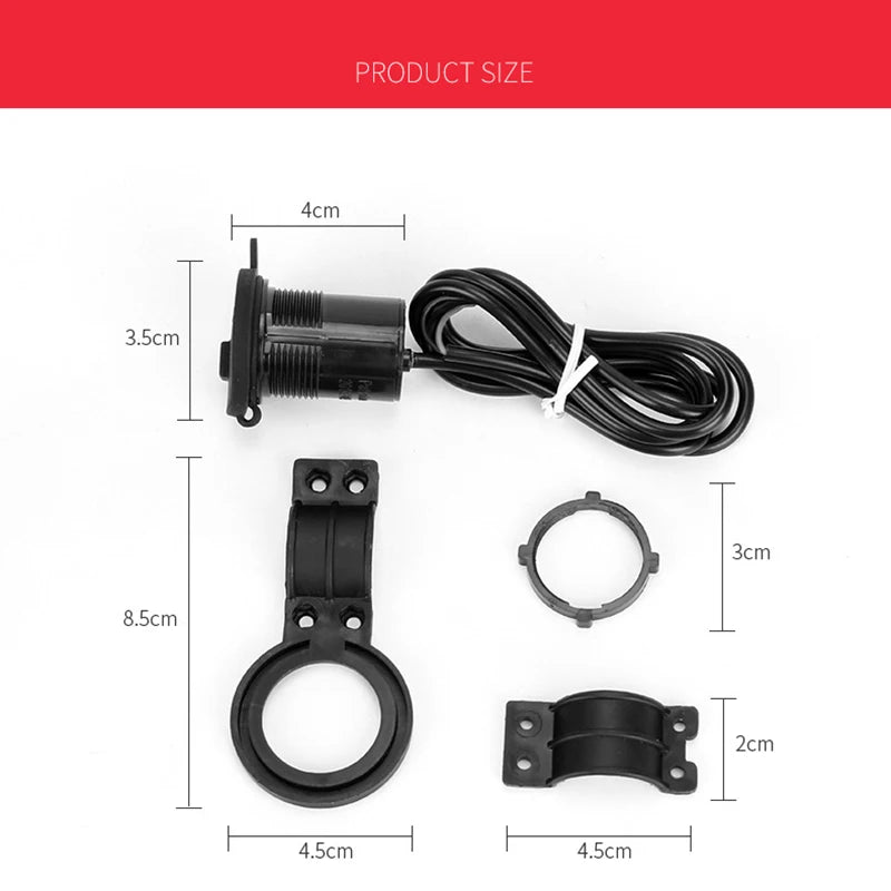 Waterproof Motorcycle Handlebar USB Charger 12V