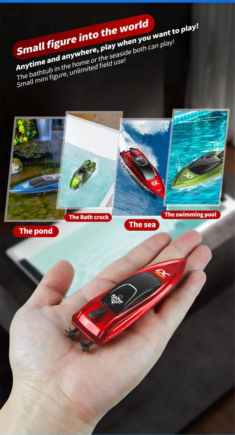 Mini RC Boat with LED Light – High Speed