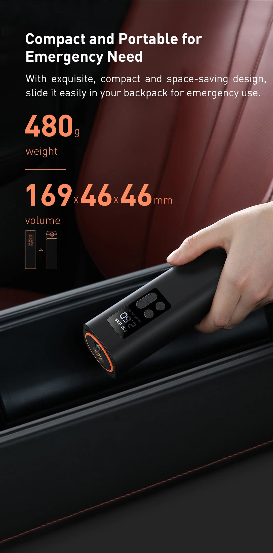 Baseus Mini Air Compressor – Smart Power in Your Glovebox!
