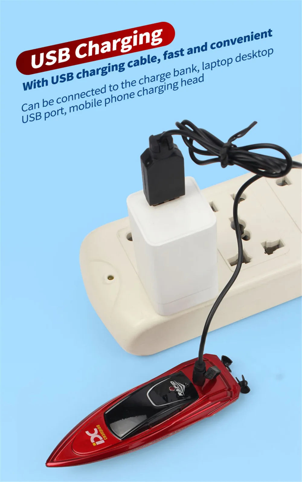 Mini RC Boat with LED Light – High Speed