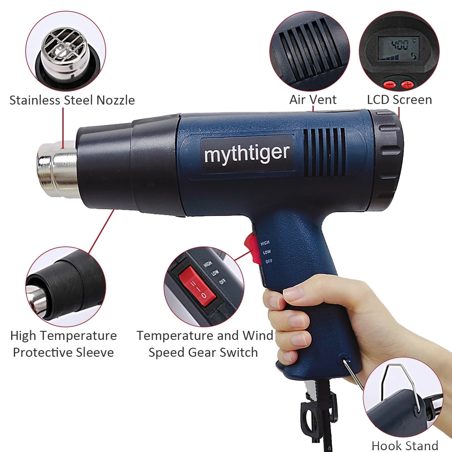 2000W Industrial Electric Hot Air Gun Digital