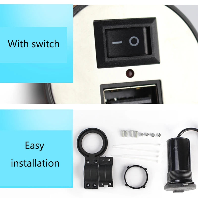 Waterproof Motorcycle Handlebar USB Charger 12V
