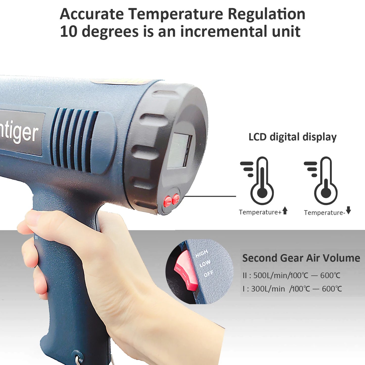 2000W Industrial Electric Hot Air Gun Digital