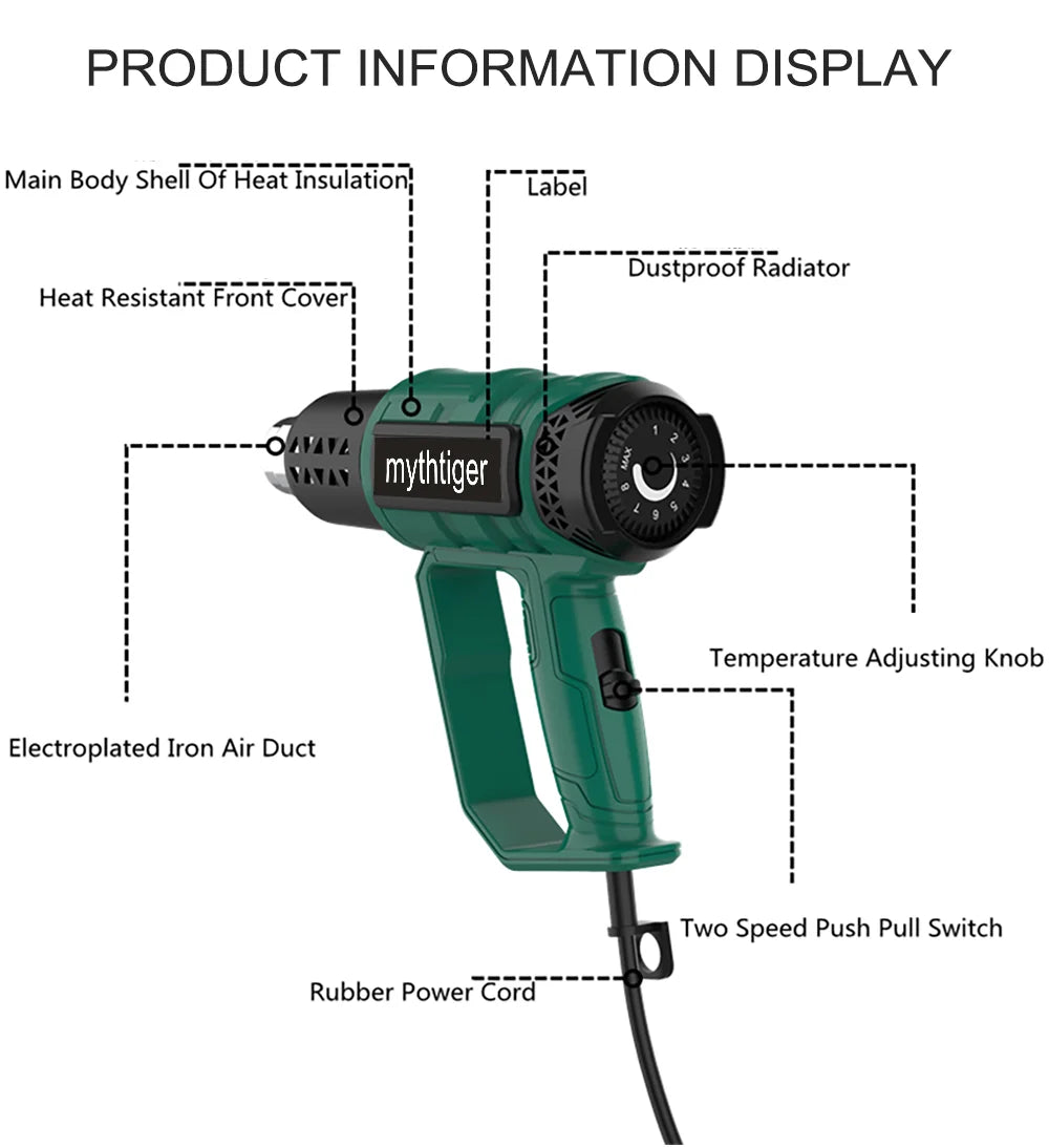2000W Industrial Electric Hot Air Gun Digital