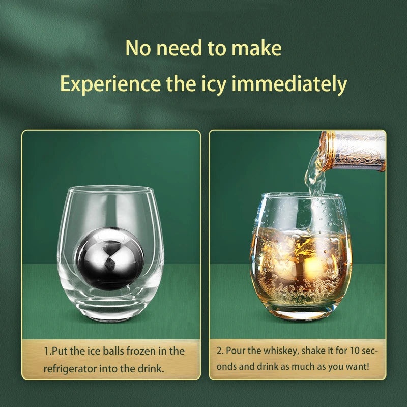 Stainless Steel Ice Balls – 2pcs Whiskey Chilling Set