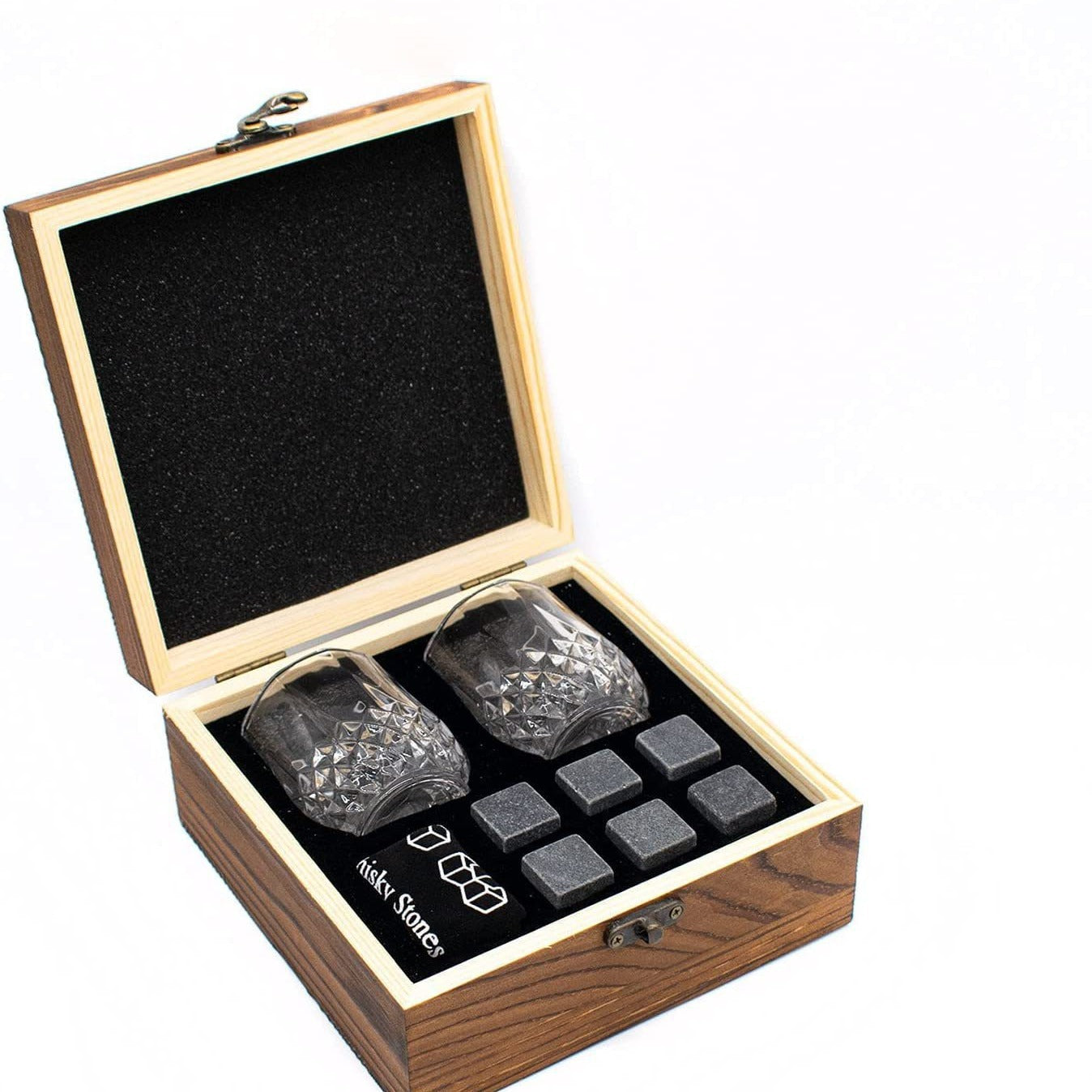 Whiskey Stones Gift Set with Wine Glasses