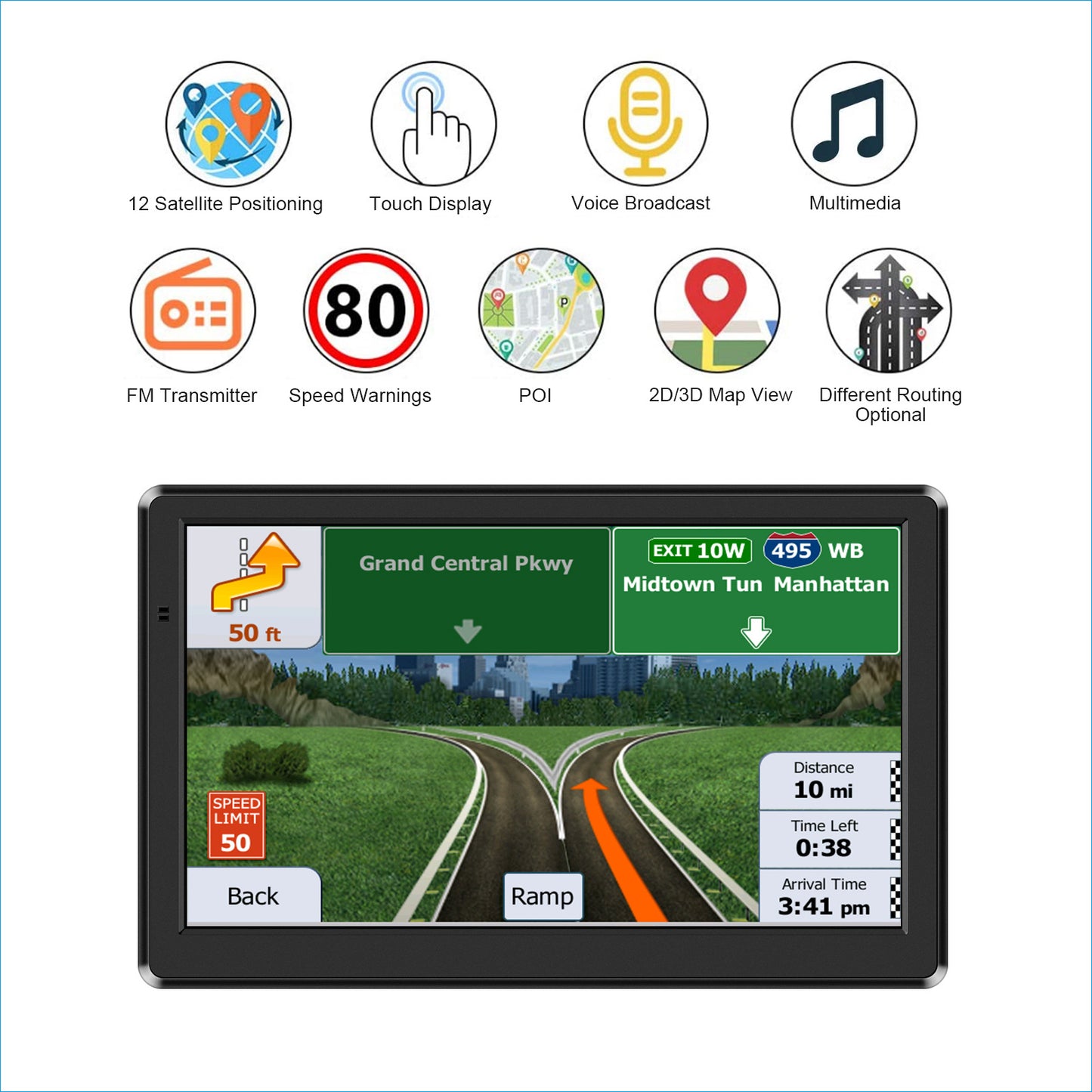 Drive smarter with this 7"/5" GPS Navigation System!