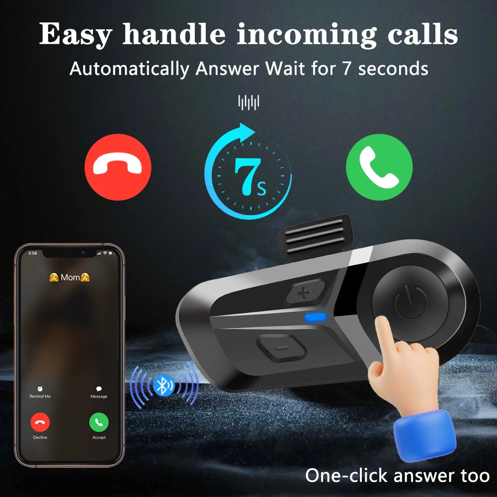 Bluetooth 5.3 Motorcycle Helmet Headset Waterproof