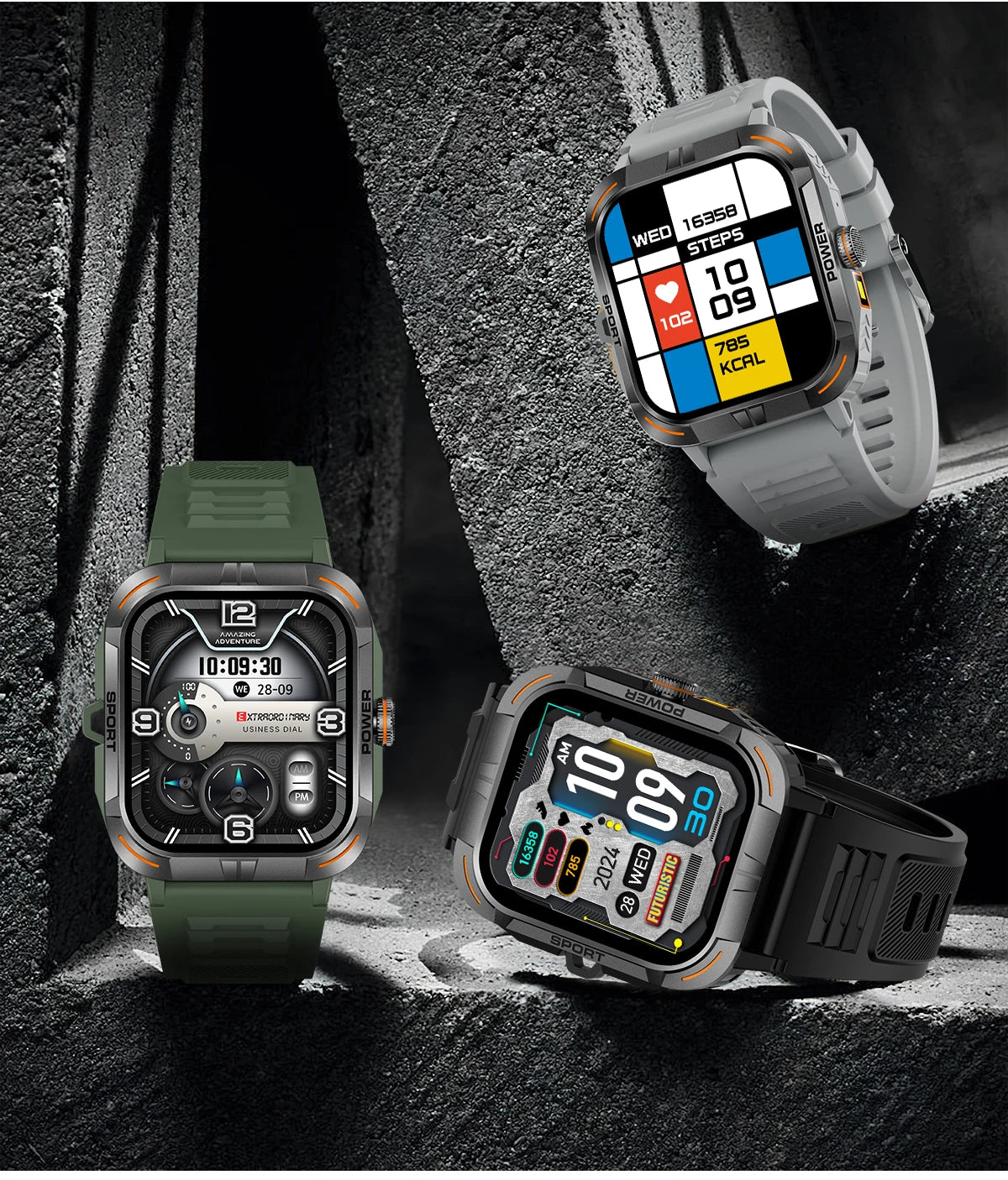 AMOLED Smart Watch with Flashlight & Compass