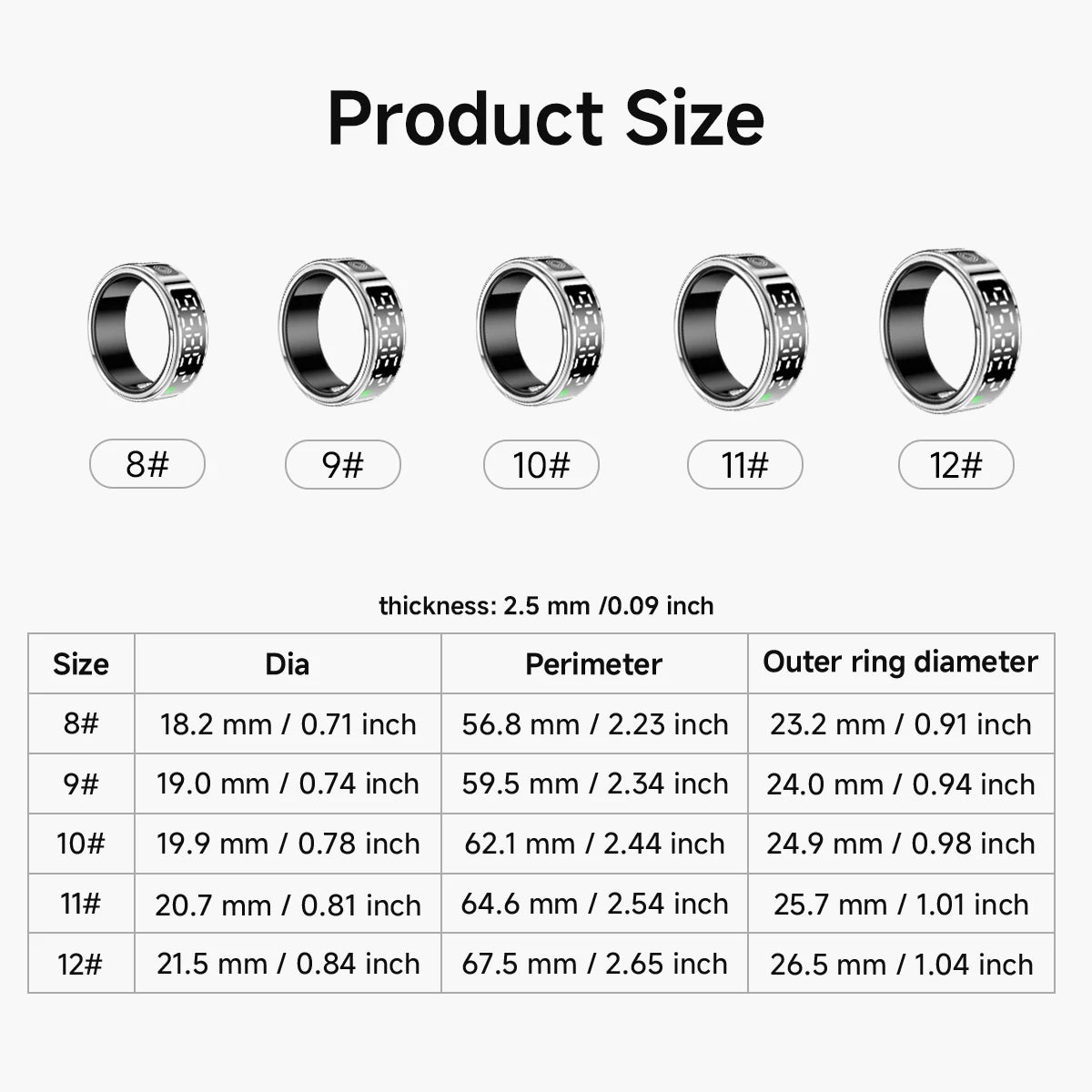 Smart Ring 5ATM Waterproof with Gesture Control