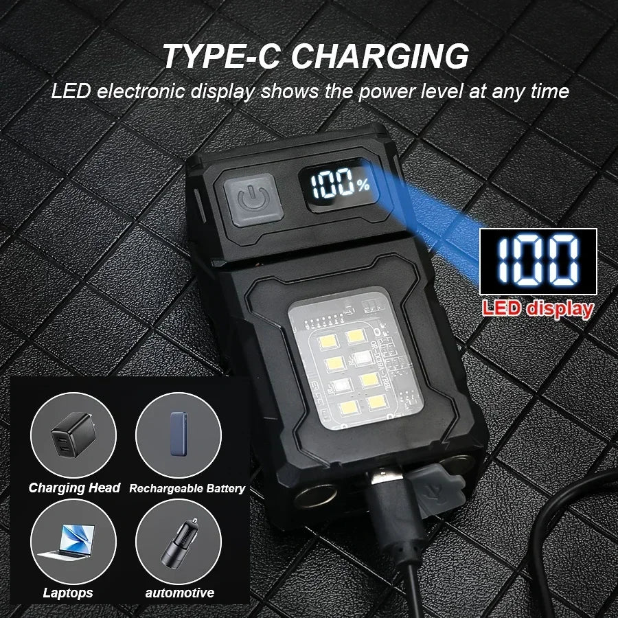 Mini LED Flashlight 1500LM USB Rechargeable Torch