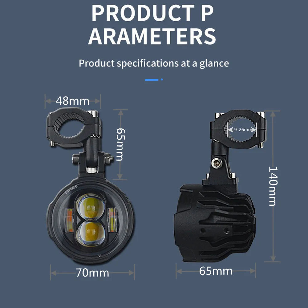 100W LED Motorcycle Fog Driving Lights Pair