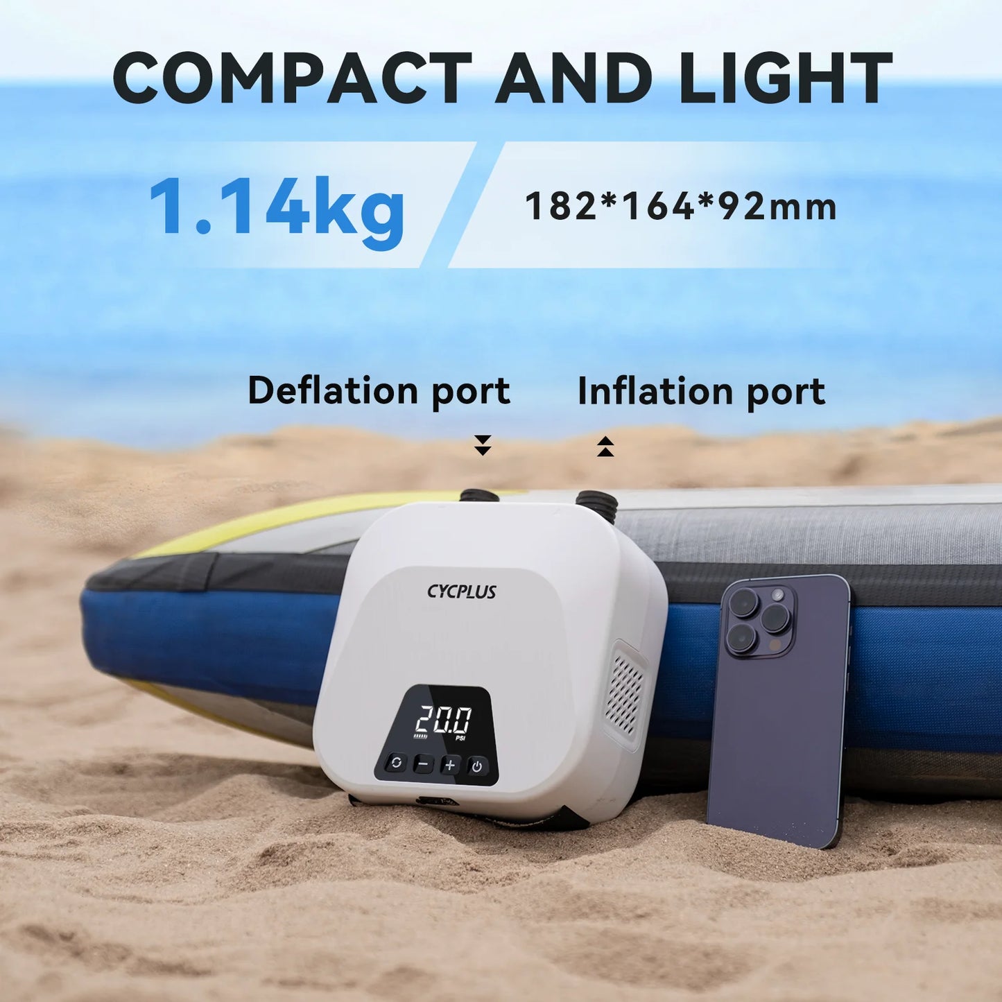 CYCPLUS D14PRO Electric SUP Pump with 20 PSI Battery