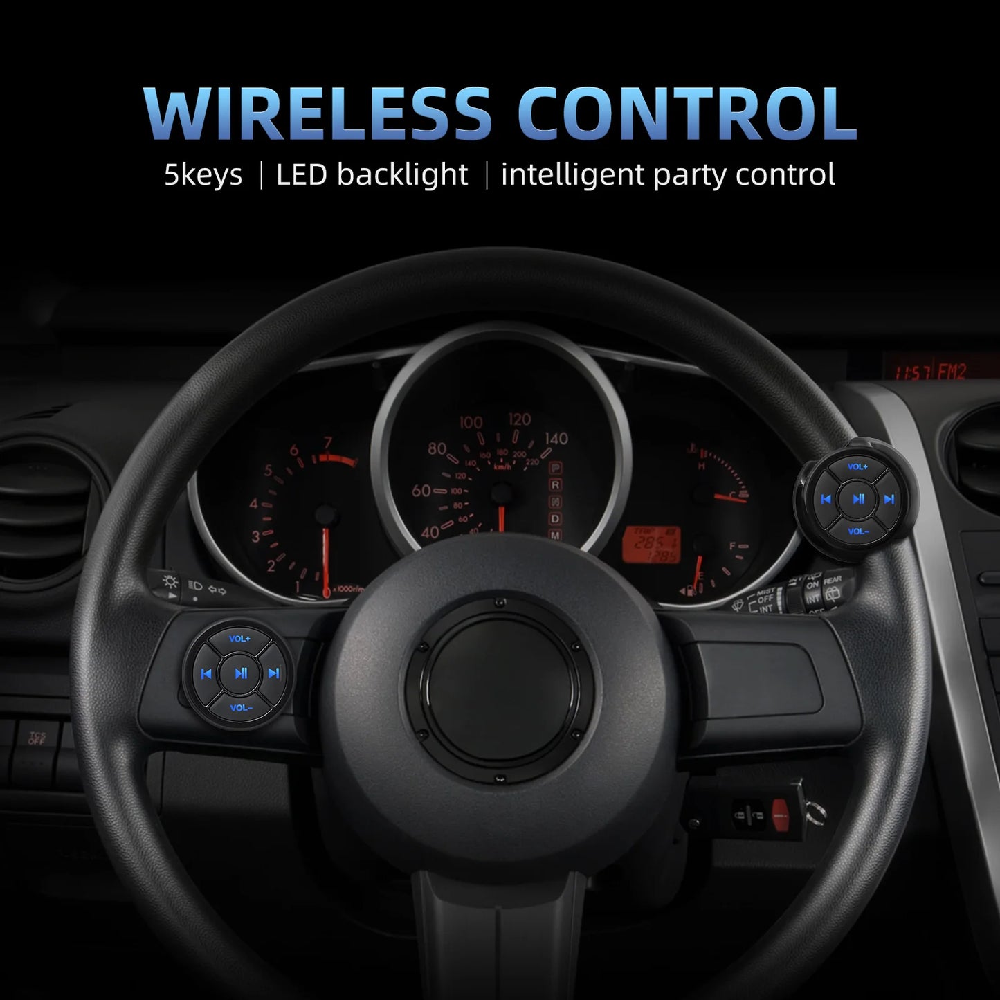 Wireless Bluetooth Media Button Controller for Vehicles