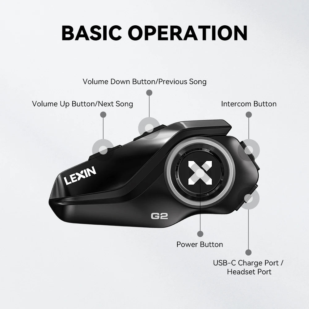 New Lexin G2 Bluetooth Motorcycle Intercom 6 Riders